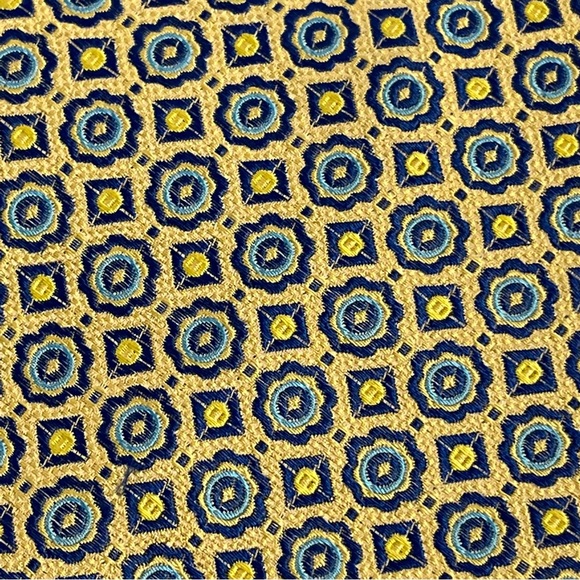 Pronto Uomo Gold Blue floral  Print 100% Silk Neck Tie - Picture 2 of 6